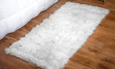 Bajada de cama Grande de Cuero de oveja blanca . BAJ 05