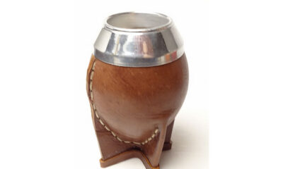 Mate "Torpedo Calabaza" forrado en cuero. MAT 08